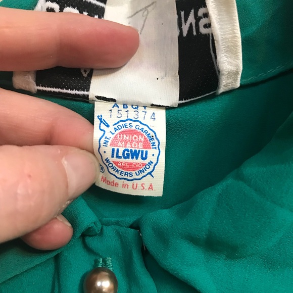 🎂 VINTAGE Ann Hobbs for Connections Teal Dress L - Picture 4 of 8